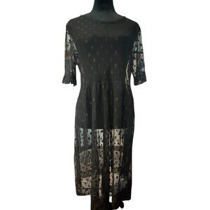 Agnes & Dora Easy Dress Sheer Black Polka Dot Dress S